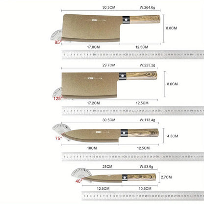 4-Piece Titanium-Coated Kitchen Knife Set - Sharp, Durable, Perfect for Cutting Meat and Bones,Commercial kitchen and Home Cooks