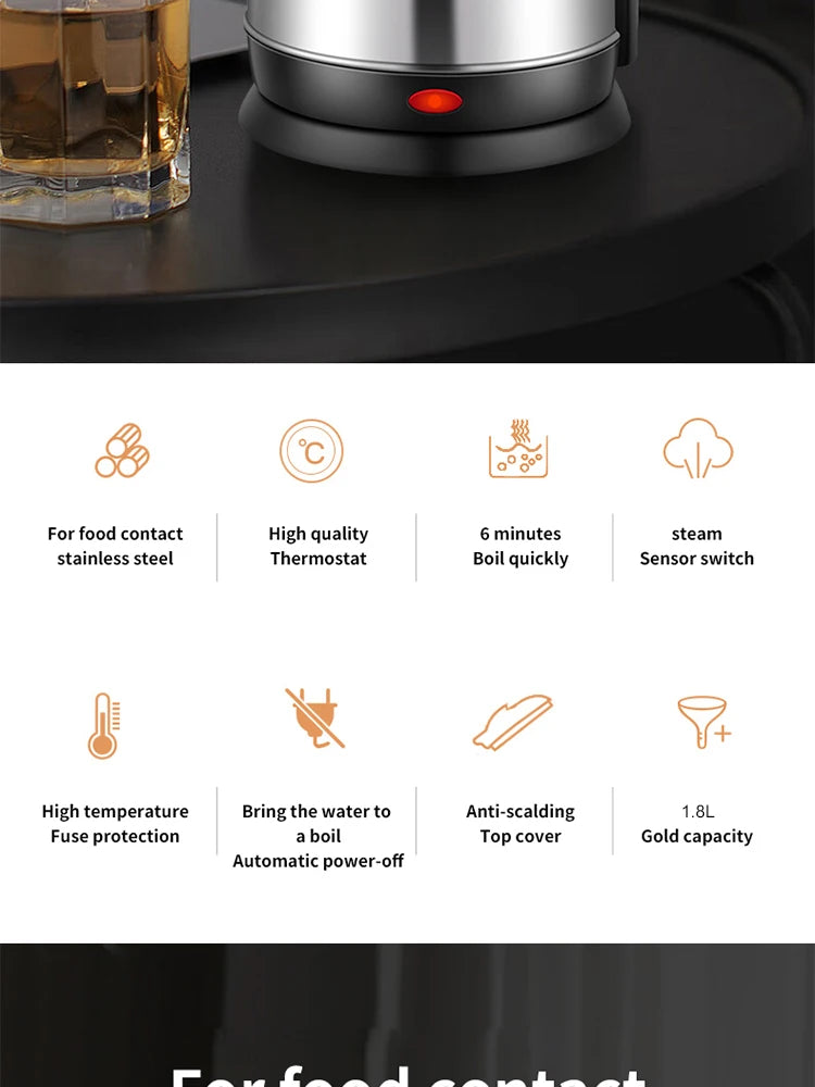 GELAIBO electric kettle, large-capacity 1.8-liter glass kettle, one-button boiling water, automatic shutdown, anti-dry function