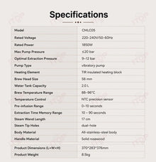 ITOP CMLC05 Coffee Machine 58mm Brew Head 1850W NTC Temp Control 9‑12Bar Optimal Pressure 4 Customizable Parameters 2L Tank
