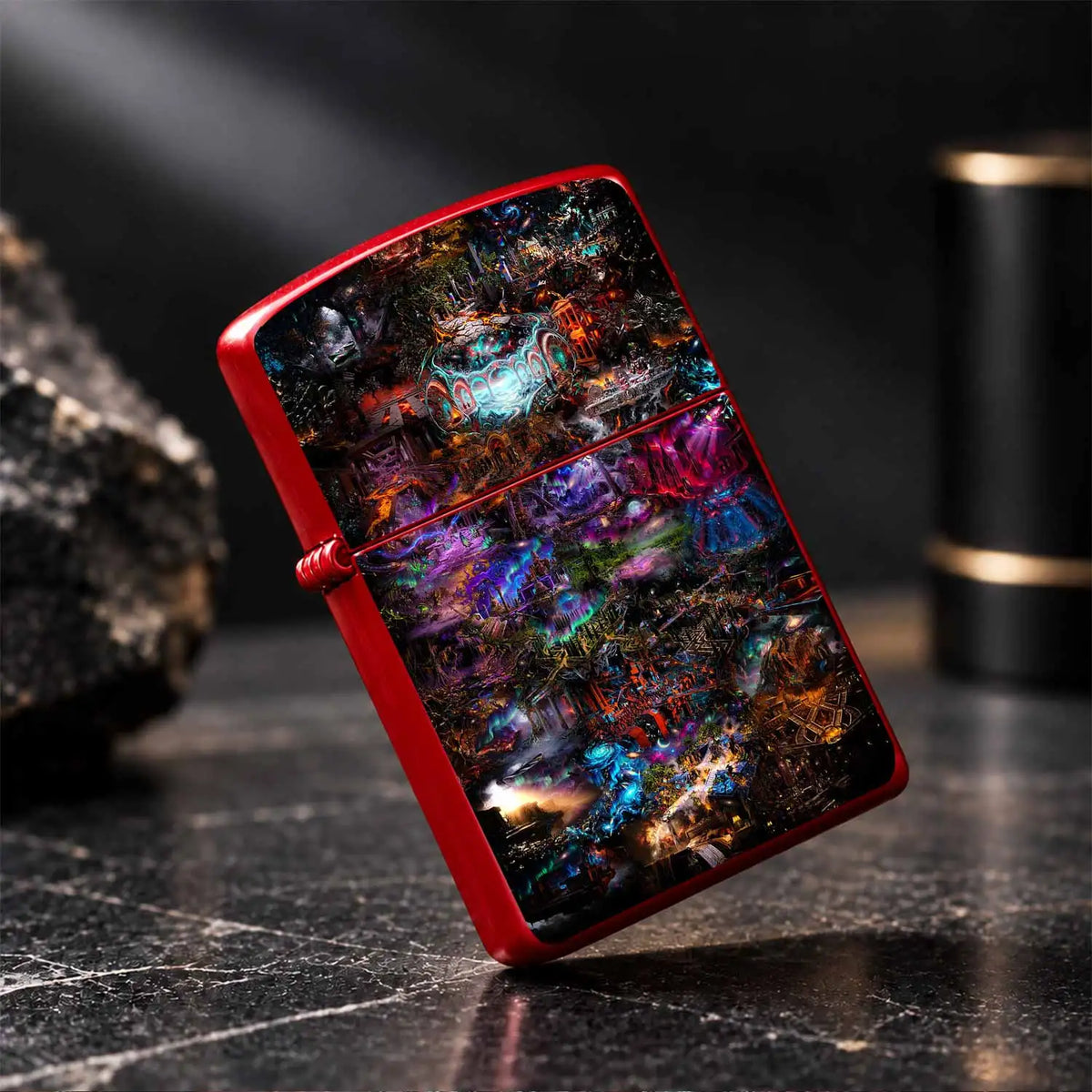 Psychedelic Surreal Fantasy Art Print Lighter Sticker Vibrant Cyber Anciet Style Unique Aesthetic Portable Item For Daily Gathering Outdoor Use Ideal Creative Gift For Personal All Scenario Available A Humorous And Interestin