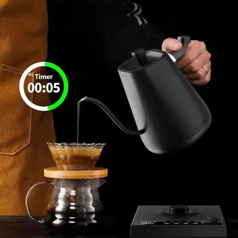 110V 220V 1000W Premium Stainless Steel Ultra-Fast Hot Water Boiler 40-100℃ 600ML Electric Gooseneck Pour Over Coffee Kettle