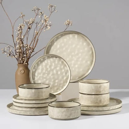 Dinnerware Sets 12-Piece Plates and Bowls Set Stoneware Dish Set for 4 Ceramic Dinnerware for Home Restaurant Chip and Scratch