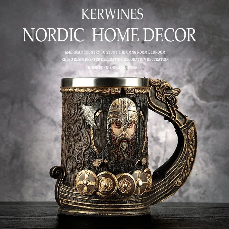 3D Beer Mugs Coffee Cups Gothic Goblet Iron Tankard Stainless Steel Resin Wine Glass Mug 600ML Skull Father's Day Gift 1 pcs