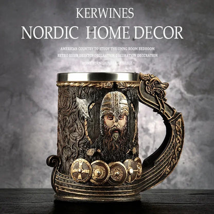 3D Beer Mugs Coffee Cups Gothic Goblet Iron Tankard Stainless Steel Resin Wine Glass Mug 600ML Skull Father's Day Gift 1 pcs