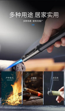 HONEST Metal Windproof Jet Blue Flame Butane Gas Lighter Visible Gas Window Outdoor Camping BBQ Kitchen Cigar Lighters Smoking