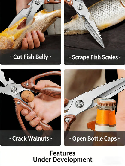 Newly 2 Piece Set Heavy Duty Kitchen Scissors-Stainless Steel Multi-Purpose Shears for Chicken, Fish, Bottle Opener&Nut Cracker