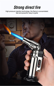 Metal Windproof Turbo Gas Lighters Welding Torch Kitchen Cooking Adjustable Flame Powerful Spray Gun Cigar Lighter For Men Gifts