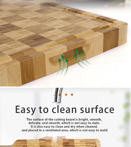 Large Bamboo Cutting Board Kitchen Chopping Block Butcher Board for Meat Fruit Vegetables Thick Chopping Board With Juice Groove