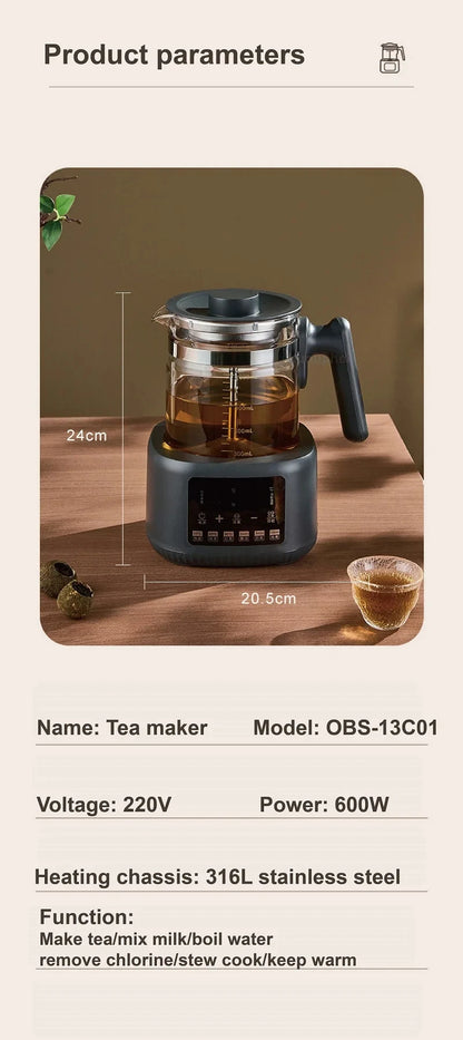 1.3L Electric Kettle With Filter Smart Health Pot Office Temperature Control Glass Flower Teapot Home Tea Maker Auto Thermos