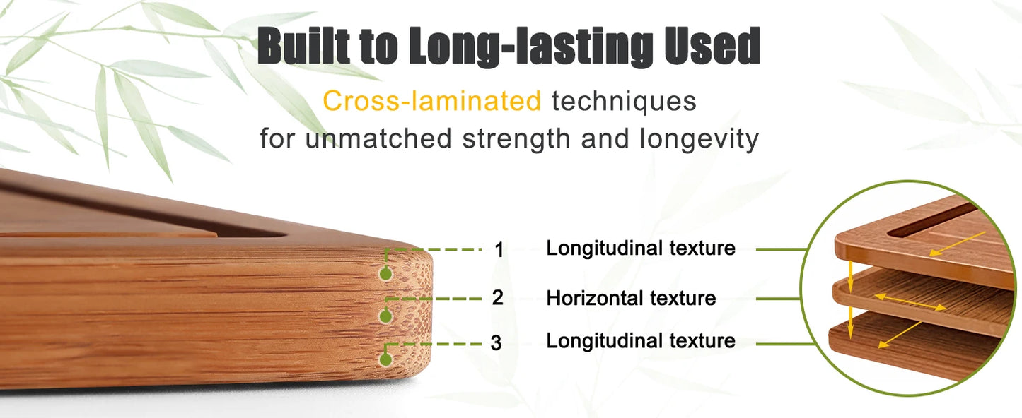 Tool And Gadget Sets - Bamboo Cutting Boards for The Kitchen - Three-Piece Wooden Cutting Boards with Juice Slot, Side Handles And Non-Slip Pads - Suitable for Meat, Vegetables And Fruits - Ideal Kitchen Gift - Suitable for V
