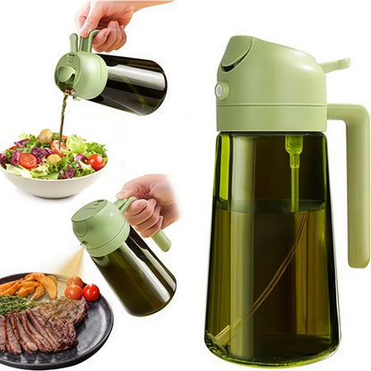 Oil Spray 470ml-2-in-1 Kitchen Oil Spray, Air Fryer, Salad, Vinegar and Kitchen Accessories Dispenser-Black