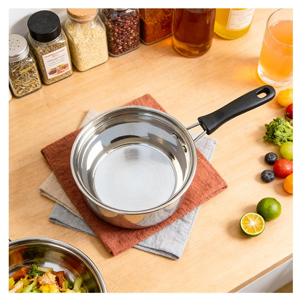 Glass Lidded Stainless Steel Saucepan with Multi Layer Base for Uniform Heating on Gas Induction Electric and Ceramic Stoves