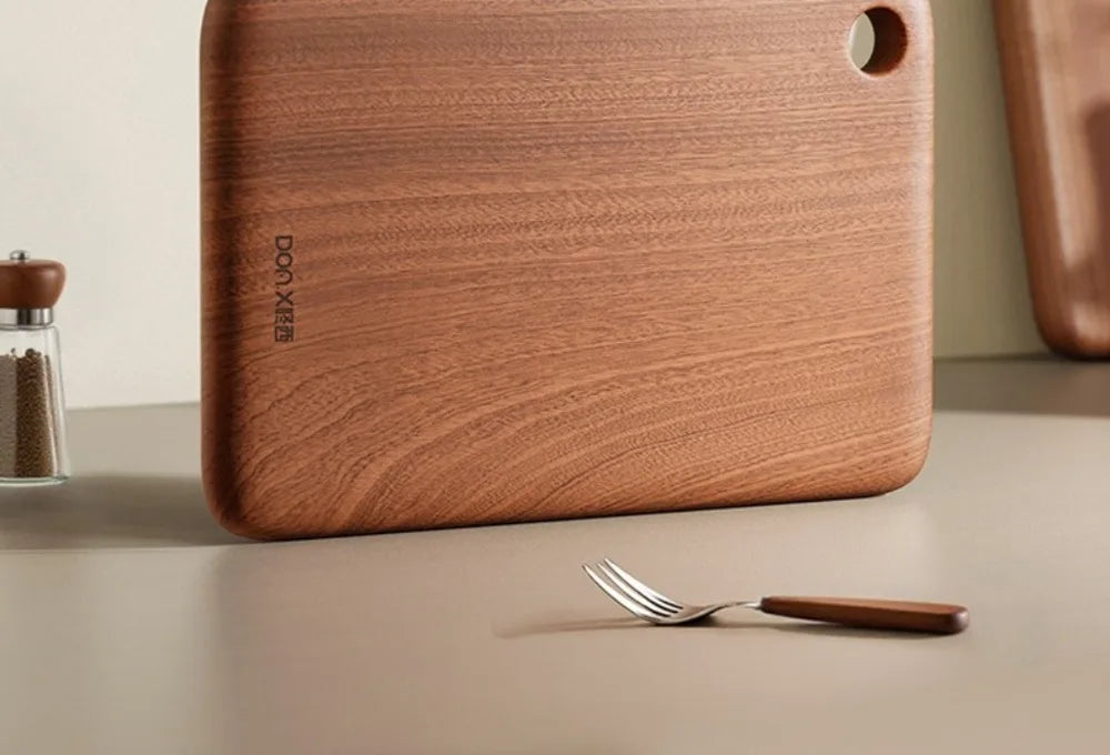 JUSTINLAU 4 Sizes Square Wood Cutting Board Ebony Household Antibacterial and Mildew Proof Fruit Meat Vegetables Chopping Board