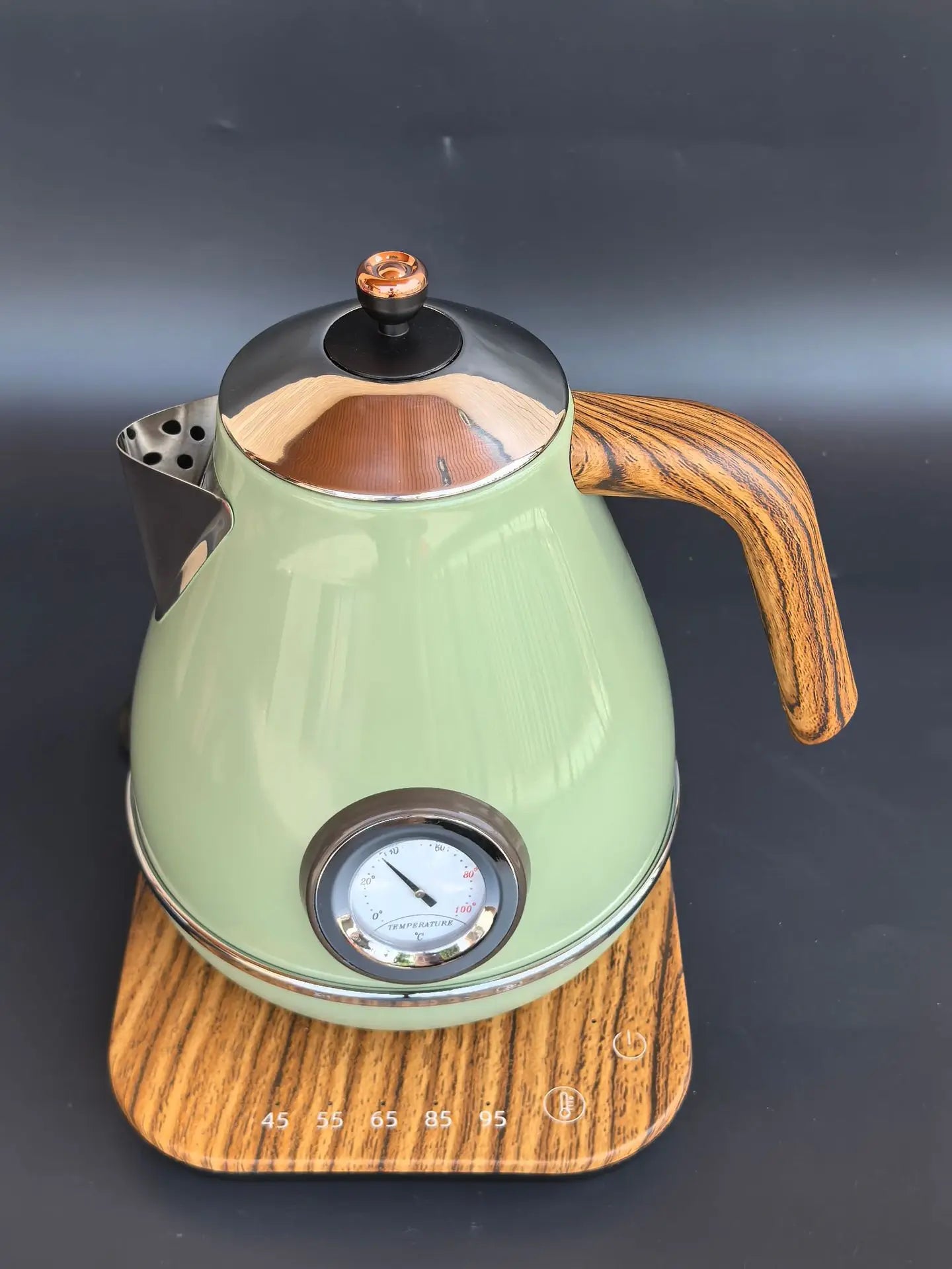 1.7L Vintage Wooden Grain Electric Kettle 304 Stainless Steel Boiling Water Kettle Temperature Control Electric Teapot 220V
