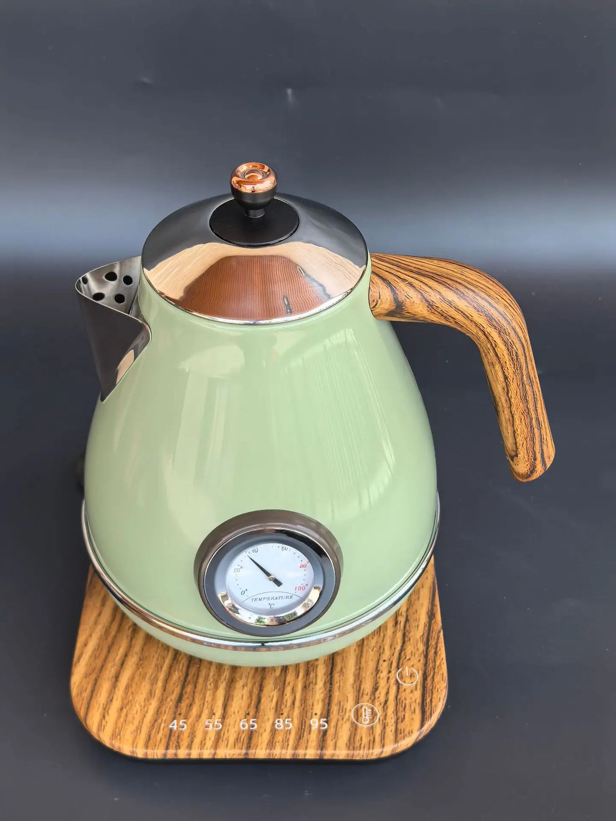1.7L Vintage Wooden Grain Electric Kettle 304 Stainless Steel Boiling Water Kettle Temperature Control Electric Teapot 220V