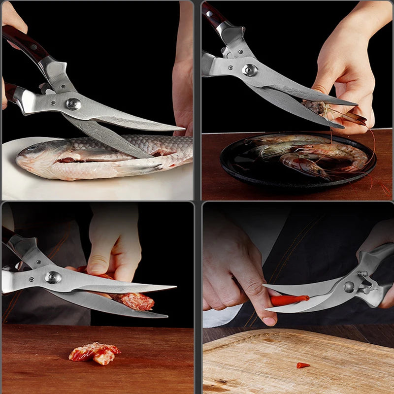Stainless Steel Chicken Bone Scissors Household Powerful Multifunction Shear Chicken Bone Seafood Kitchen Tool Scissors