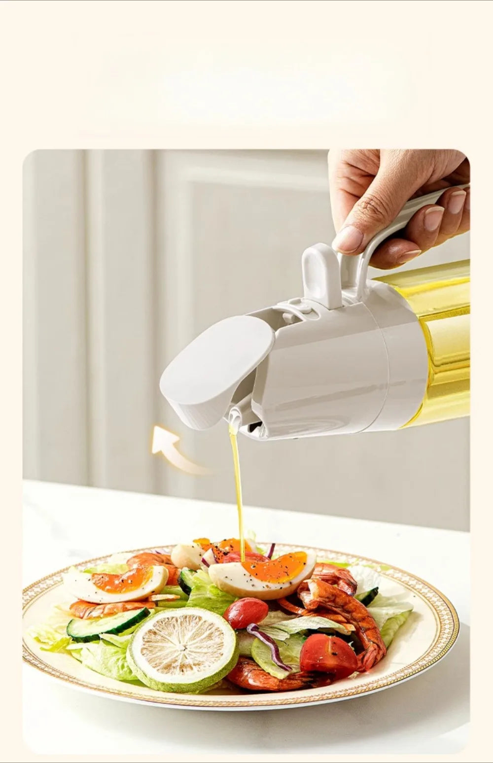 2in1 Oil Spray Bottle 500ml High Borosilicate Glass Cooking Oil Dispensers Olive Oil Sprayer Mister for Air Fryer Salad Baking
