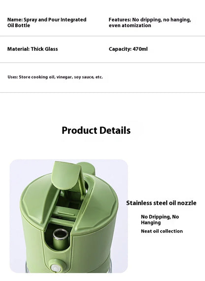 2 in 1 Oil Dispenser and Oil Sprayer Bottle Spray and Pour Olive Oils Sprayer Mister Cooking Olive Dispensers Bottle for Kitchen