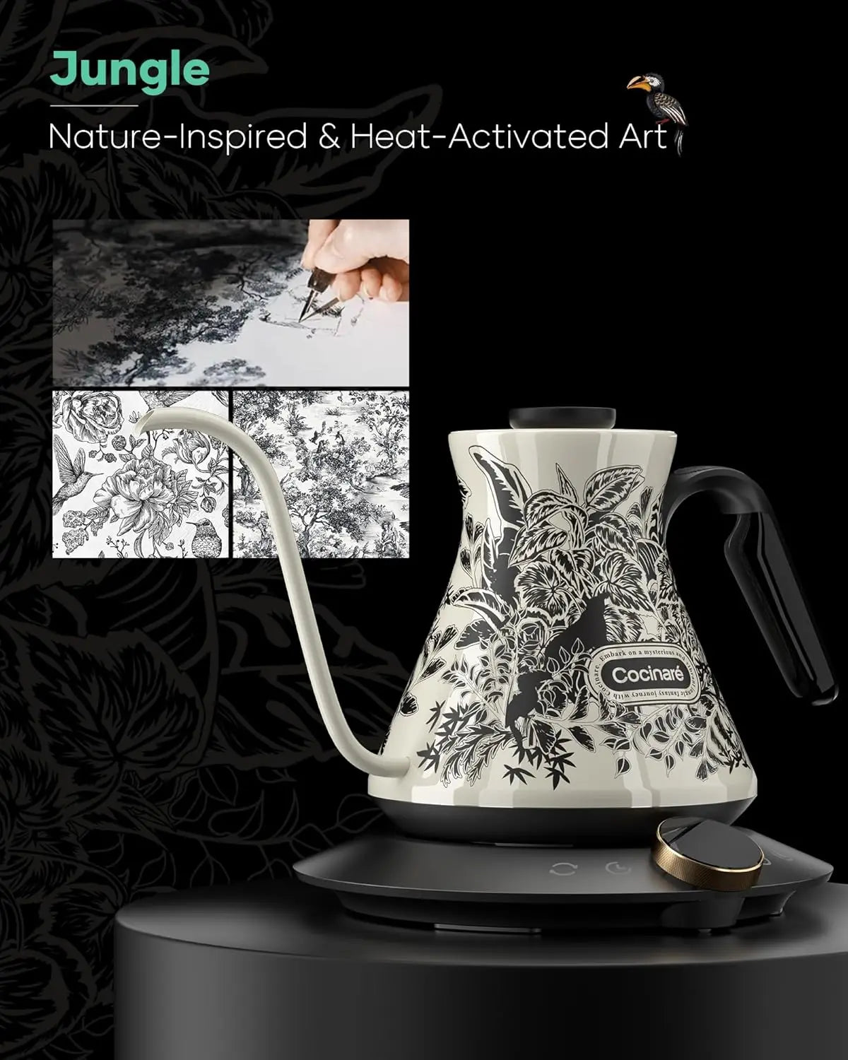 FLOW M6 Pro Electric Gooseneck Kettle with Color-Changing Design, ±0.5℉ Temperature Control for Pour-over Coffee & Tea, Stainles
