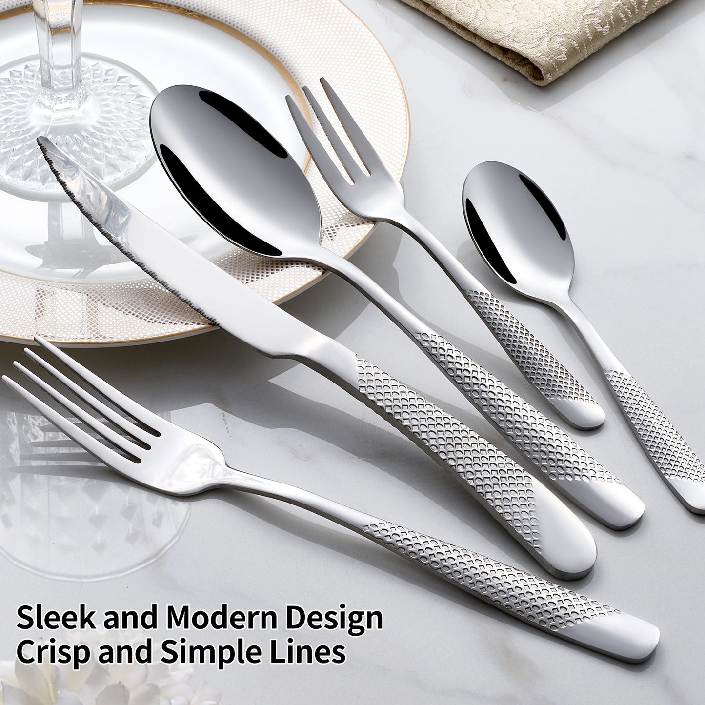 30pcs Diamond Star Cutlery Set Dinner Knife/Fork/Spoon Included for Women Wedding Party Table Setting Christmas Gift