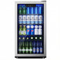 125-Can Beverage Refrigerator and Cooler with Glass Door in Silver, 17.3 in D x 31.5 in H, Energy-Efficient and Durable Mini Fridge for Home, Kitchen, Office, or Bar, Ideal for Soda, Beer, Water, and Drinks Storage, Stylish,