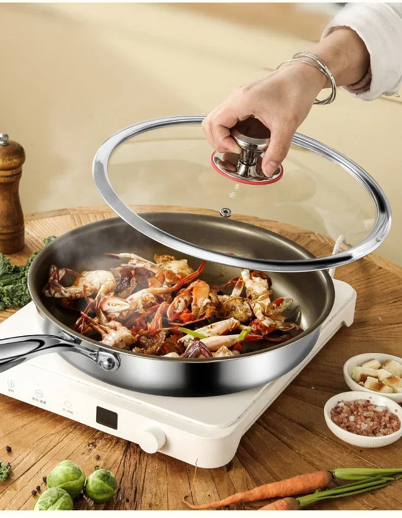 Titanium Pan Non-stick Frying Pan Household Wok Steak Frying Pan Induction Cooker Gas Stove Special  Wok Frying