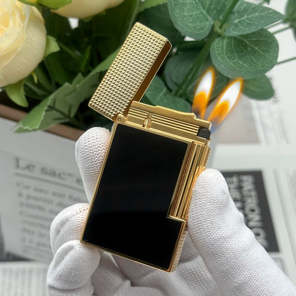 Gas Flame Lighter Metal Glossy Vs Matte Lacquer Cigar Accessories Smoking Cigarette Tools Includes Nozzle Adapter