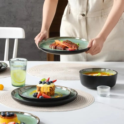 Plates and Bowls Sets 24 Pieces Stoneware Dinnerware Sets for 8 Kitchen Dish Set Microwave and Dishwasher Safe Ceramic Dishware