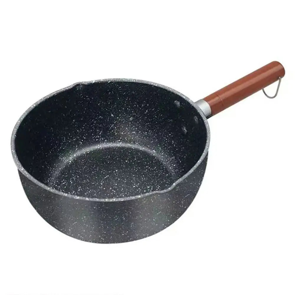 Portable Iron Omelette Pan Non-stick with Wooden Handle Wheat Stone Stockpot Noodle Pot Kitchen Supplies