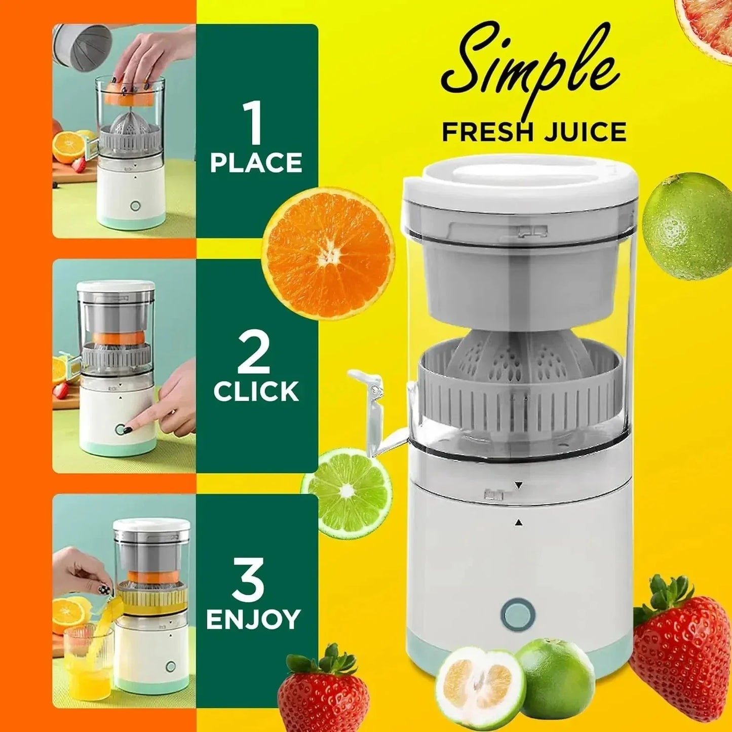 Portable Electric Juicer Wireless Orange Juicer USB Rechargeable Lemon Squeezer Electric Slow Juicers Household Kitchen Tools