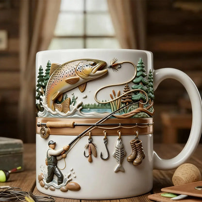Fishing Mug 350ml Ceramic Funny Novelty Drinkware Fisherman Coffee Mug water Cup For Daily Outdoor Camping Household Use Mug