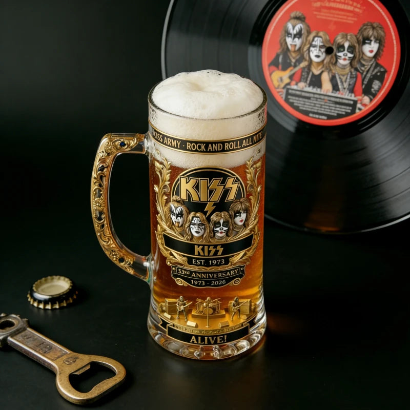 KISS 53rd Anniversary Commemorative Beer Mug Collectible Glass Tankard Barware Gift