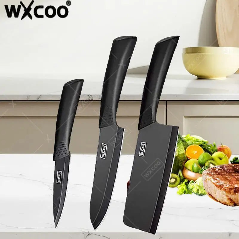 WXCOO Kitchen Knife Chef Meat Cleaver Boning Household Chopper Knife with Cover Stainless Steel Fruit Knife Vegetable Slicing