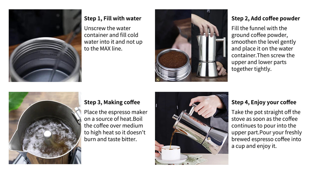 Easyworkz Diego Stovetop Espresso Maker Stainless Steel Italian Coffee Machine Maker Induction Moka Pot