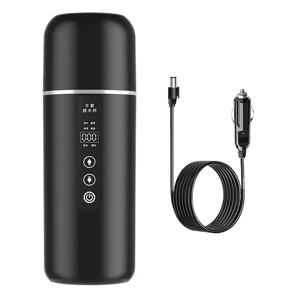 12V/24V Universal Car Electric Kettle,Fast Heating Portable Water Heater Cup For Truck Vehicle Use,Auto Shut-Off Safety Des F7S0