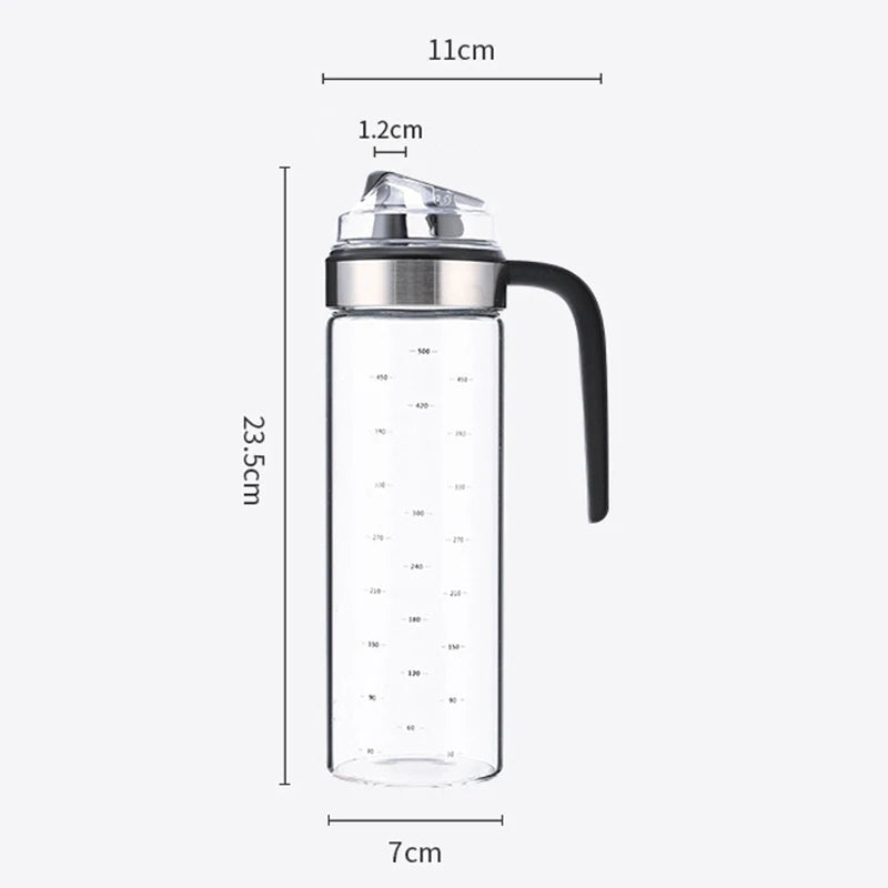 1/2pcs Transparent Glass Olive Oil Dispenser Refillable with Anti-drip Cover Soy Sauce Vinegar Oil Bottle Kitchen Accessories