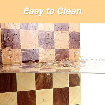 1 Pc End Grain Cutting Board Heavy Duty Rubber Wood Chopping Board Flippable Serving Board For Meat Bread Fruits Vegetable JT549