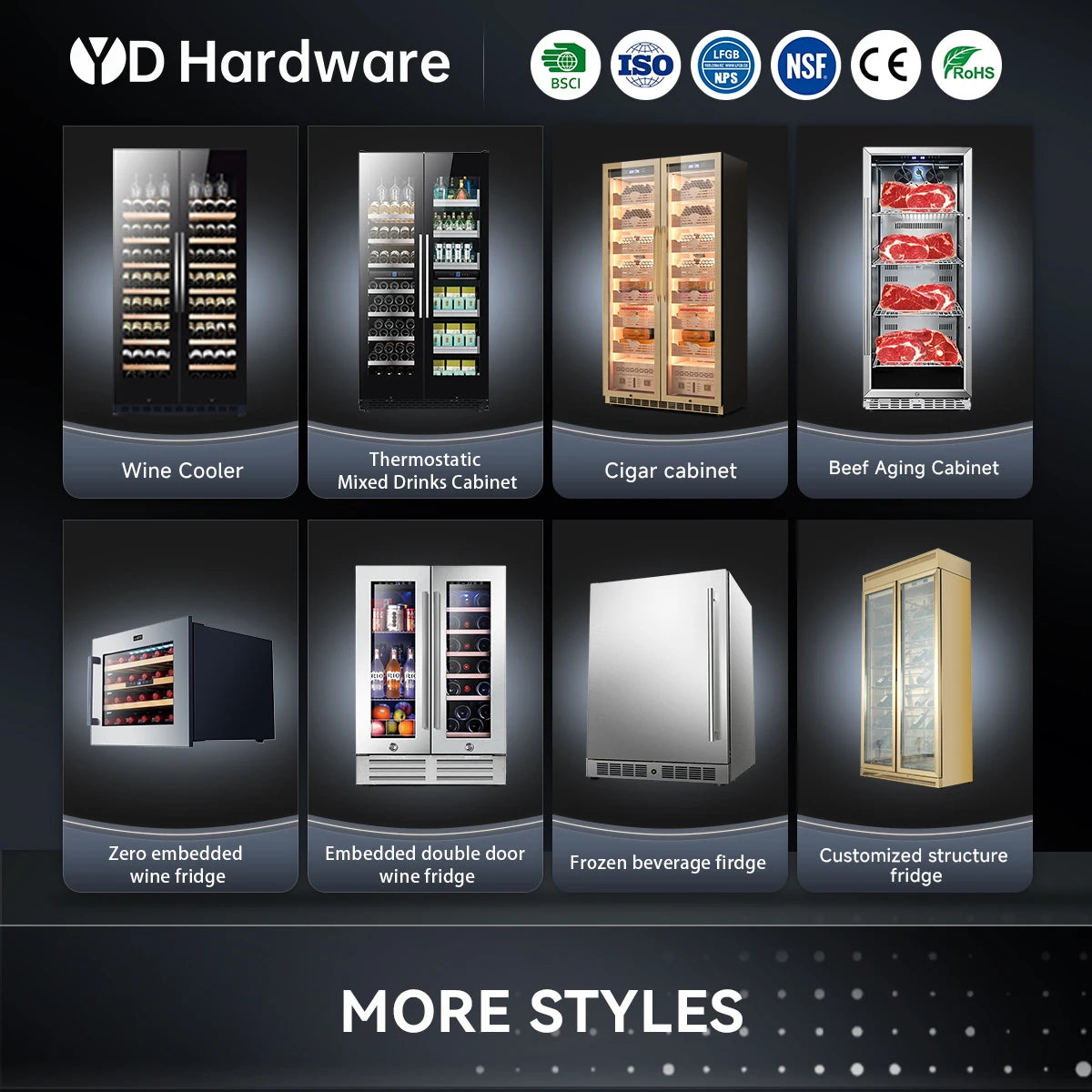Bar Wine Cooler Cabinet Double Door Commercial Open Chiller Fridge Display Cooler