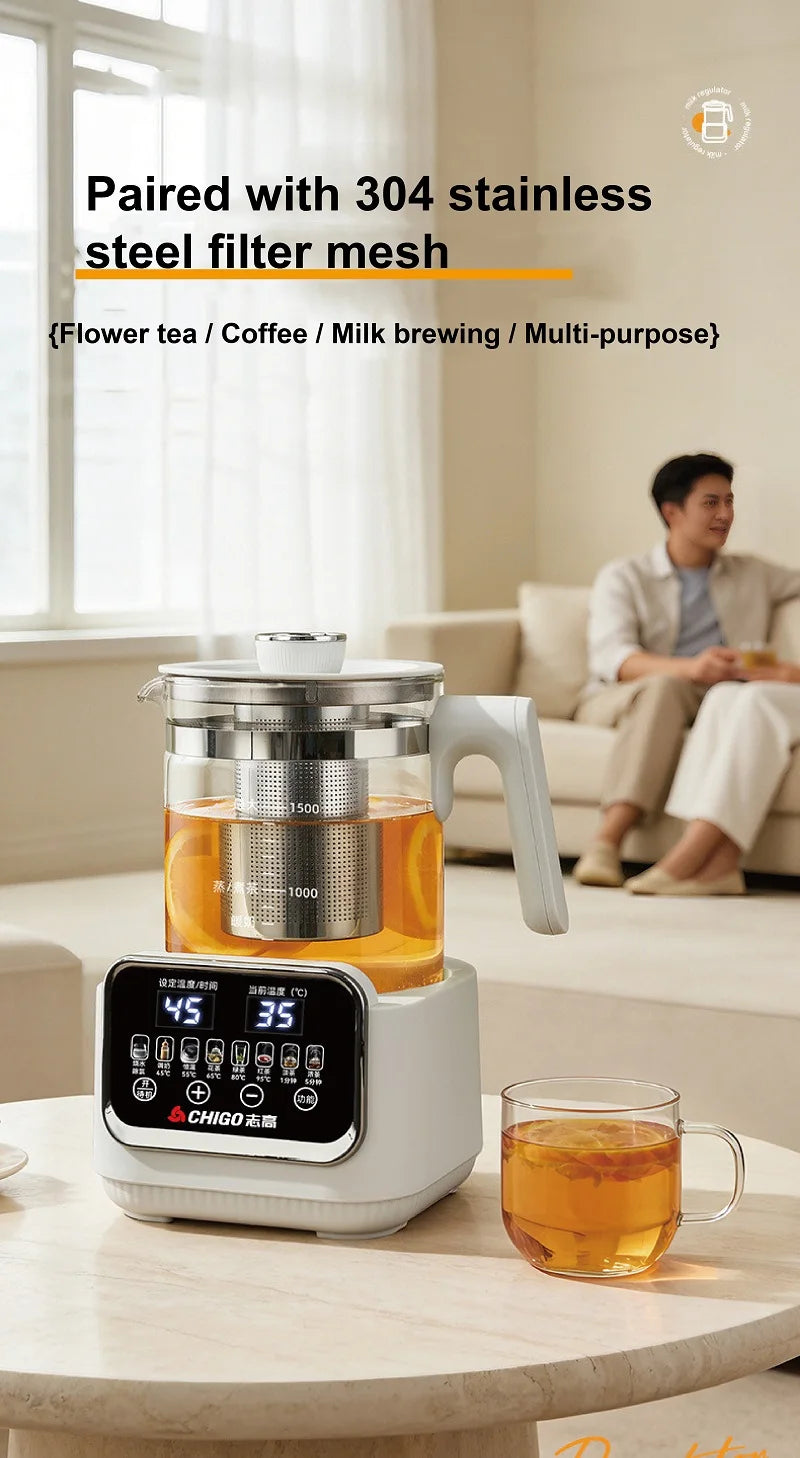 1.5L Electric Kettle Home Health Kettle Multifunctional Milk Regulator Temperature Control Flower Tea Kettle Auto Keep Warm 800W