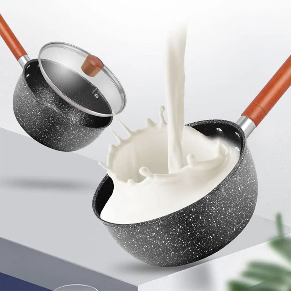 Cast Iron Hot Oil Pot Non-Stick Sauce Pan Soup Pot with Pour Spout Milk Saucepan Cooking Boiling Butter Warmer Heat Kitchen Pan
