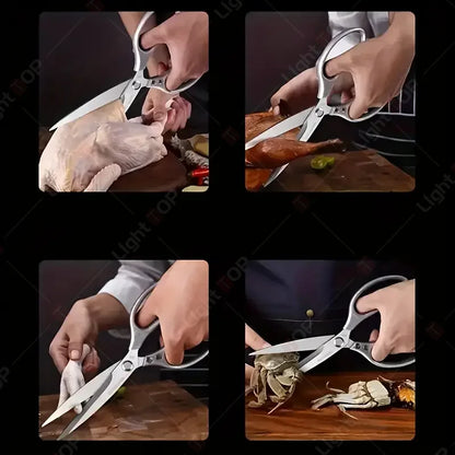 NEW Extended Kitchen Scissors Stainless Steel Chicken Bone Scissors Multi-functional BBQ Meat Cutting Scissor Knife for Kitchen