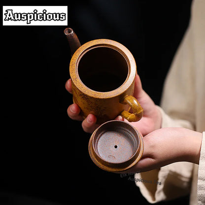 320ml Exquisite Yixing Purple Clay Teapots Handmade Bamboo Section Pot Raw Ore Section Mud Kettle Chinese Zisha Tea Set Gifts