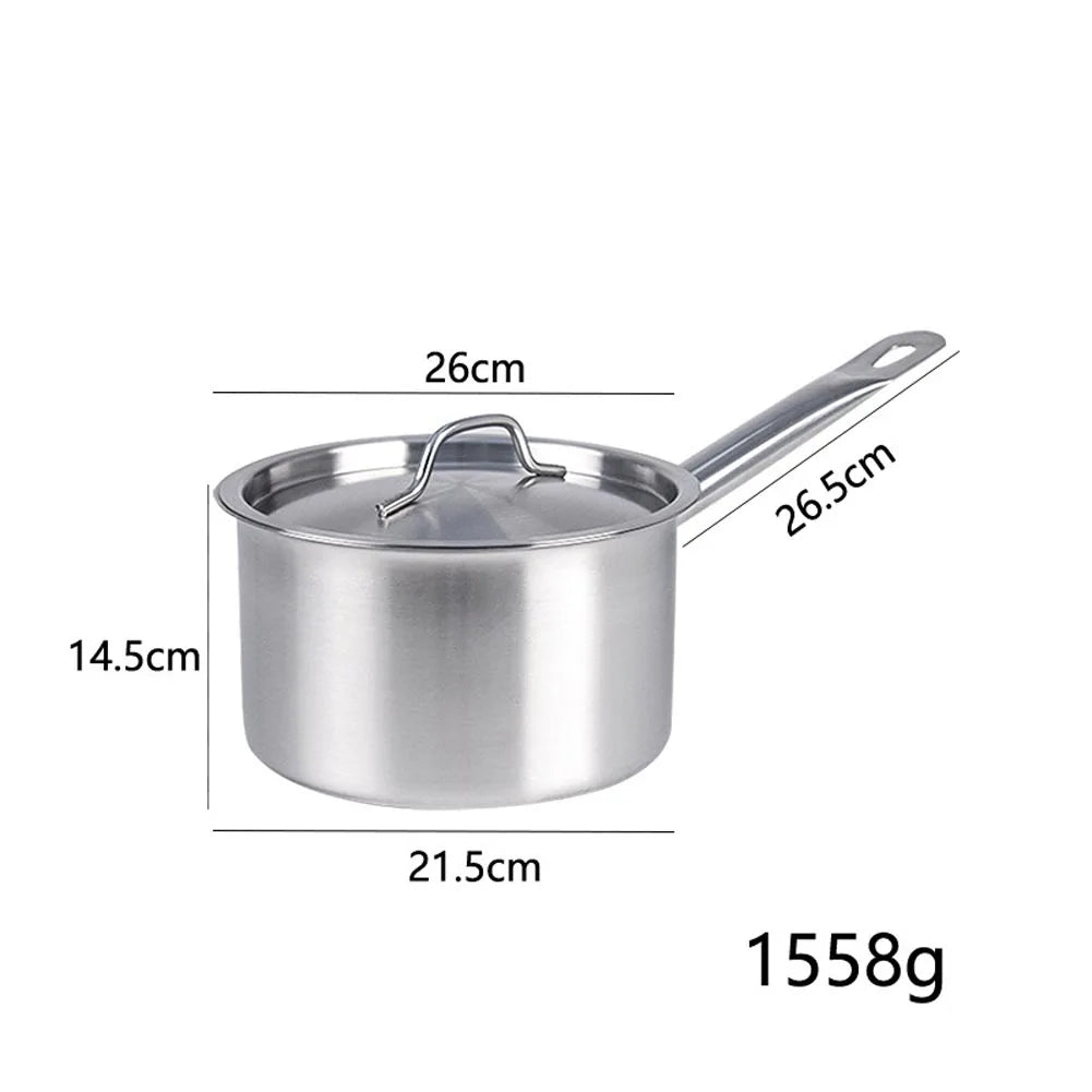 Stainless Steel Milk Pot 16 18 20 22 24cm with Lid Sauce Pan for Gas Electric Induction Stove Boiling Simmering Use
