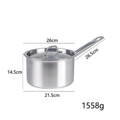 Stainless Steel Milk Pot 16 18 20 22 24cm with Lid Sauce Pan for Gas Electric Induction Stove Boiling Simmering Use