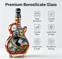 Artistic Guitar Shaped Whiskey Decanter Hand-Finished Glass Liquor Dispenser Decorative Barware Unique Gift for Whiskey Lovers