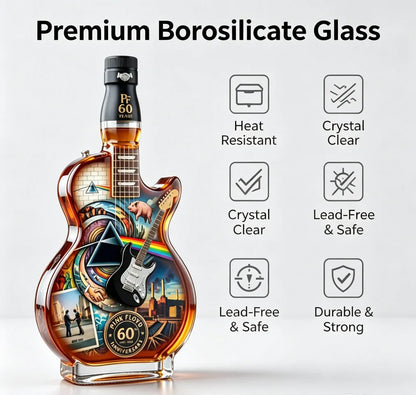Artistic Guitar Shaped Whiskey Decanter Hand-Finished Glass Liquor Dispenser Decorative Barware Unique Gift for Whiskey Lovers