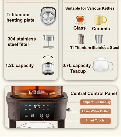 1L Electric Kettle Office Pure Titanium Steam Tea Kettle Home Keep Warm Floral Tea Kettle Auto Water Supply Electric Tea Kettle