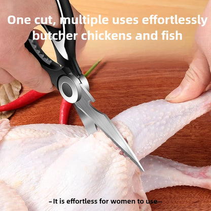 Multipurpose Stainless Steel Kitchen Scissors Heavy Duty Dishwasher Safe for Cutting Meat Poultry Fish and Opening Bottles
