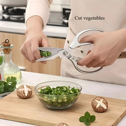 Multi-Function Kitchen Scissors Heavy Duty Kitchen Shears,Cutting Food ToolsCooking Shears for Chicken,Meat, Fish,Poultry(Sliver)