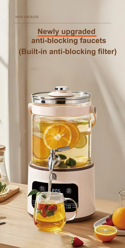 1200W/3L Home Electric Kettle Multifunctional Health Pot Glass Flower Teapot Soup Stew Pot Commercial Faucet Fruit Tea Bucket